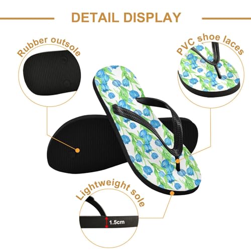 Maple Leaf Sketch Orange Blue Tulips Leaves Flip Flops for Beach Thong Sandals Anti-slip Lightweight Beach Shoes for Indoor Outdoor House3