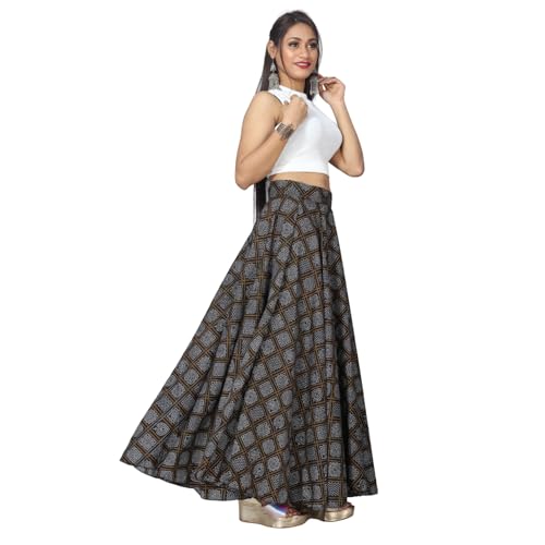 Image of JYESHTA Women's American Crepe Flared A Line Stitched Long Skirt with 12 Mtr Flare 40 in Height | Skirts for Women Long Length | Long Skirts for Girls