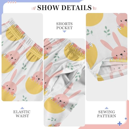 ZZXXB Lovely Bunny with Egg Boys Long Pants Soft Trousers Elastic Waist Kids Lounge Bottoms with Pockets S-XL4