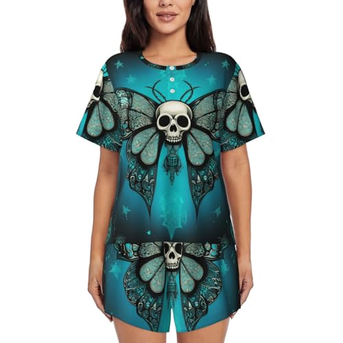 Women Cotton Pajamas, Short Sleeve Shirt and Pajama Pants Lounge Sets