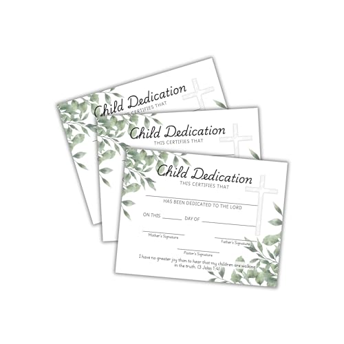 Child Dedication Certificate for Church to Frame 75pk...