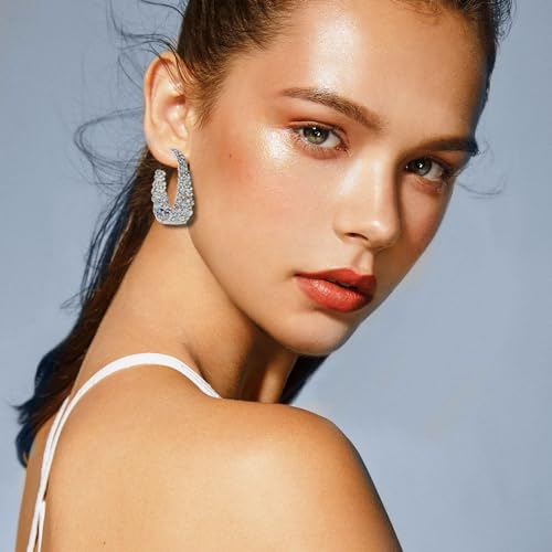 CEJUG Statement Earrings for Women Bohemian Large Dangle Drop Hoop Earring AB Rhinestone Crystal Sterling Silver Post Jewelry Gift4