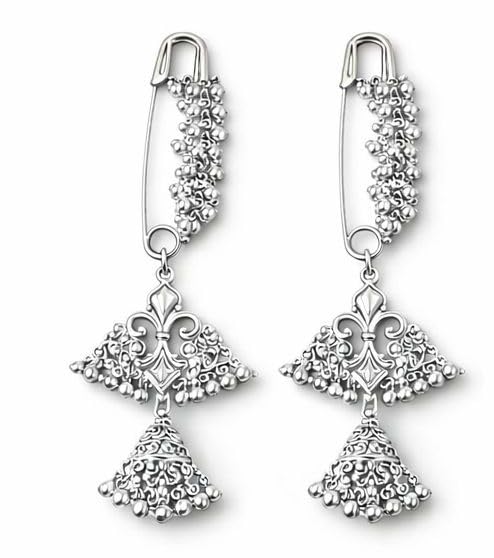 Traditional Royal Premium Saree Safety Pin Brooch with Pearl Beads & Jhumka Design for Women | Ethnic Blouse Pin | Jewelry Accessory (Pack of 2)-picture-44