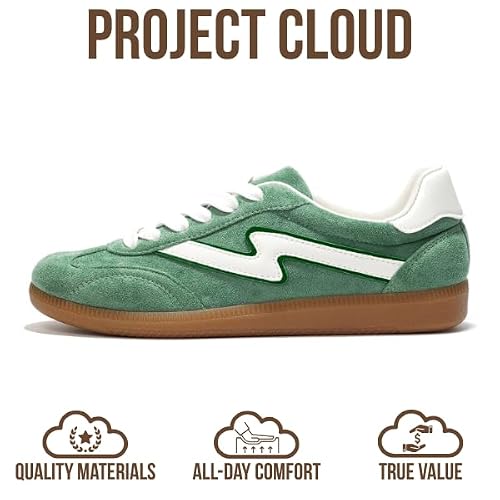 Project Cloud Sneakers for Women - Lace-Up Shoes for Women Trendy Women Sneakers with Memory Foam Insole Women\'s Fashion Sneakers Non-Slip Womens Shoes (Irita, Green Multi, 8.5)