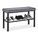 Relaxdays Panca con Scarpiera, 1 Ripiano Porta Scarpe, Seduta Imbottita, HxLxP: 50,5 x 81 x 32 cm, Ingresso, Nero Grigio, 70% Ferro 20% Fibra 10% Poliestere