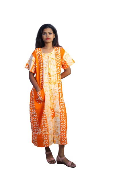 Image of MENMAII Women's [Size - L- 4XL ] Full Open /Front Buttoned [a Kind of Adaptive Clothing] Multipurpose Nighty for Maternity /Pregnancy /Elderly /Patient /Feeding /Hospital Purpose Nighty(2XL) - Calf Length