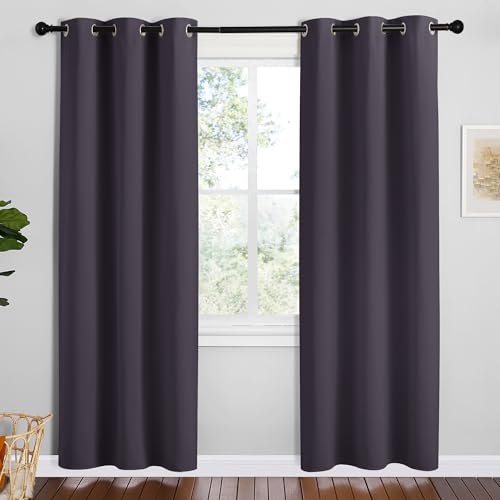Image of NICETOWN Greyish Purple Blackout Curtains 78 inches Length for Bedroom, 2 Panels, 42 inch Wide, Thermal Insulated Decoration Drapes for Office Window
