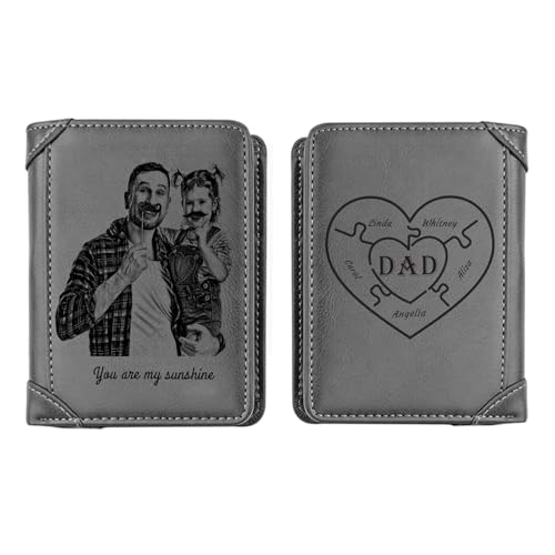 KOLOWKO Billeteras Personalizadas para Hombre, Billeteras con Foto, Regalos para Padre, Esposo, Hijo, BF, Amigos