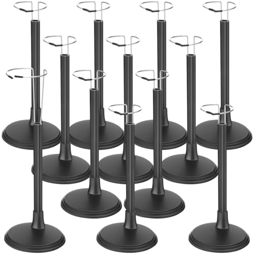Image of Yaocom 12 Pcs Doll Stands for 8 to 14 Inches Adjustable Dolls Figure Stand Display with Expandable Waist Wire Action Doll Stands Display Rack for Home Shop Birthday Party Favor(Black)