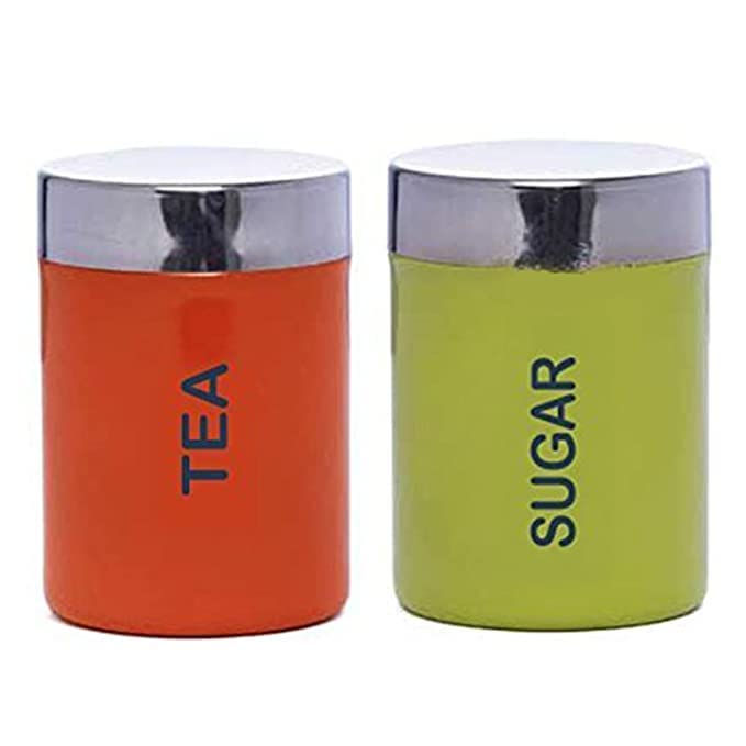 VISAXMI® Stainless Steel Tea Sugar Container Set of 2 Tea Sugar