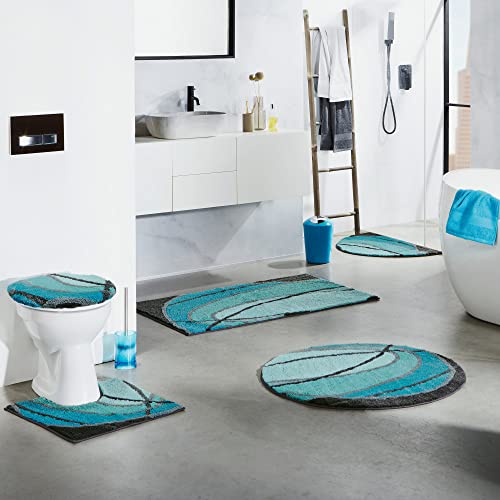 REDBEST WC-Deckelbezug Lynn - mit Gummizug, Flauschiger Flor, pflegeleicht, Rutschhemmende Beschichtung - türkis Größe… – Bild 3