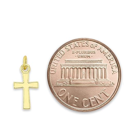 Solid 10k Gold Cross Microcharm, Mini Tiny Charm Religious Symbol with Clasp2