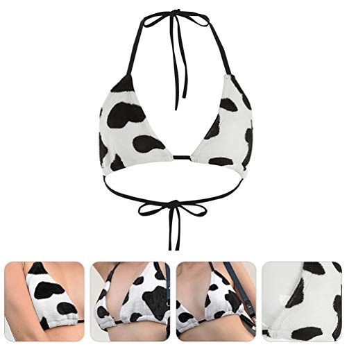 Amosfun Sutiã Com Padrão de Vaca Feminino Colete Com Pescoço Pendurado Ternos de Banho Com Alça de E