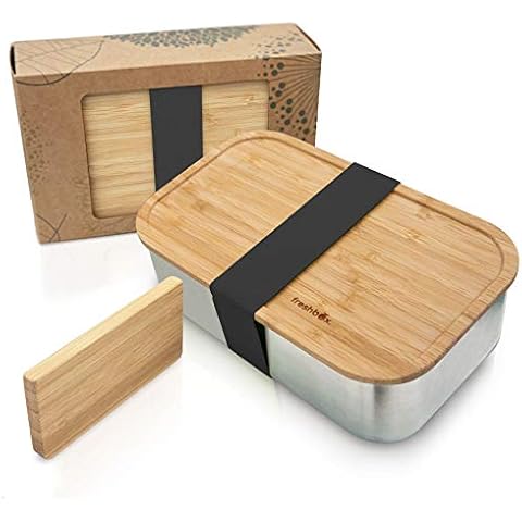 freshbox.® Nachhaltige Brotdose Edelstahl Bambus 1100 ml Cover