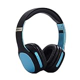 Wireless Headset with Mic,Foldable Bluetooth Headphone with 3.5mm Audio Jack for PC/iPhone/Android Smartphones Computers(Black+Blue)