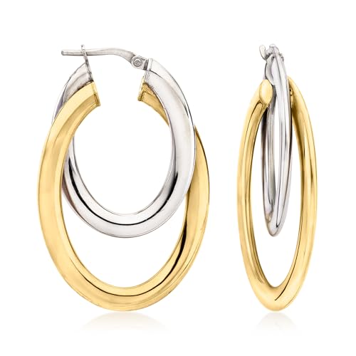 Ross-Simons Italian Sterling Silver and 18kt Gold Over Sterling Double-Hoop Earrings