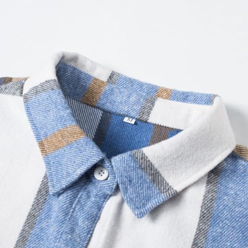 Image of HZXVic Boys Flannel Shirts Toddler Plaid Shacket Kids Button Down Long Sleeve Shirt Family Matching Outfits 12 Months-2XL