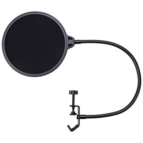 AW Microphone Pop Filter for Condenser Microphone Mic 360° Swivelable Gooseneck Double Wind Screen Mask Shield Mount
