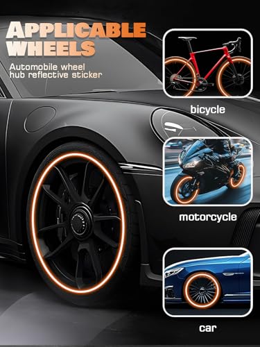 Image of 20PCS Car Wheel Reflective Decorative Strip,Night Safety Warning Stickers,Cars,Motorcycles,Bicycles are Applicable, Colorful and Diverse, a Street the Most Beautiful Car (Orange)