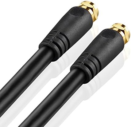 TNP Coaxial Cable RG6 with F Type Connector - 6 Feet Coax Cable for TV, High-Speed Internet, Satelite Cable Extension, Antenna Cable - Dual Shielded Cable Cord, Black
