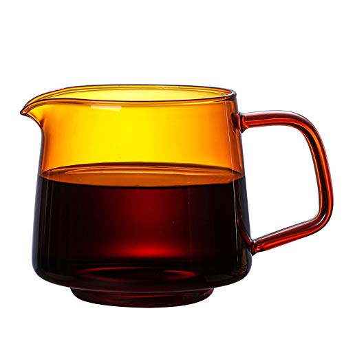 Glass Coffee Serving Pitcher Mugs with Handle, Milk Frothing Creamer Mixing Cereal Oatmeal Microwave Safe Kitchen Accessories Spout Liquid Cups for Breakfast Ice Cream Snacks Salad - 550ml