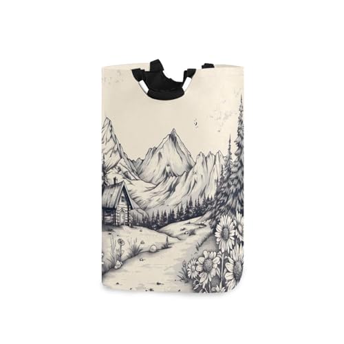 Jihqo Laundry Hamper Basket Farmland Landscape Collapsible Nursery Storage Bin Waterproof Clothing Baskets for Home Bedroom Bathroom Washing Room