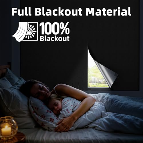 Magnetic Blackout Blind Stick On, 191 x 148 CM Temporary Blackout Curtains for Bedroom Easy Fit Window Blinds No Drilling, Black Out Window Film for Skylight Nursery, Travel, RV - Black - Cosy Home Interiors Magnetic Blackout Blind Stick On, 191 x 148 CM Temporary Blackout Curtains for Bedroom Easy Fit Window Blinds No Drilling, Black Out Window Film for Skylight Nursery, Travel, RV - Black - Image 2
