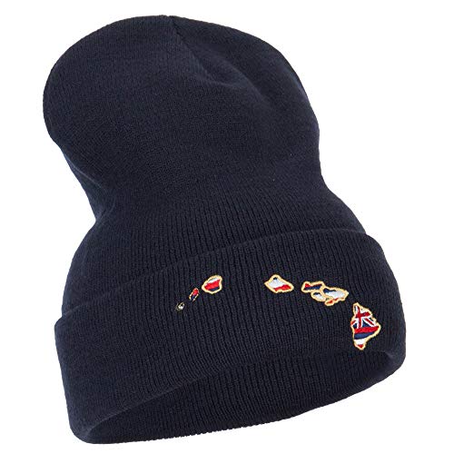 Image of e4Hats.com Hawaii Map State Flag Embroidered Long Beanie
