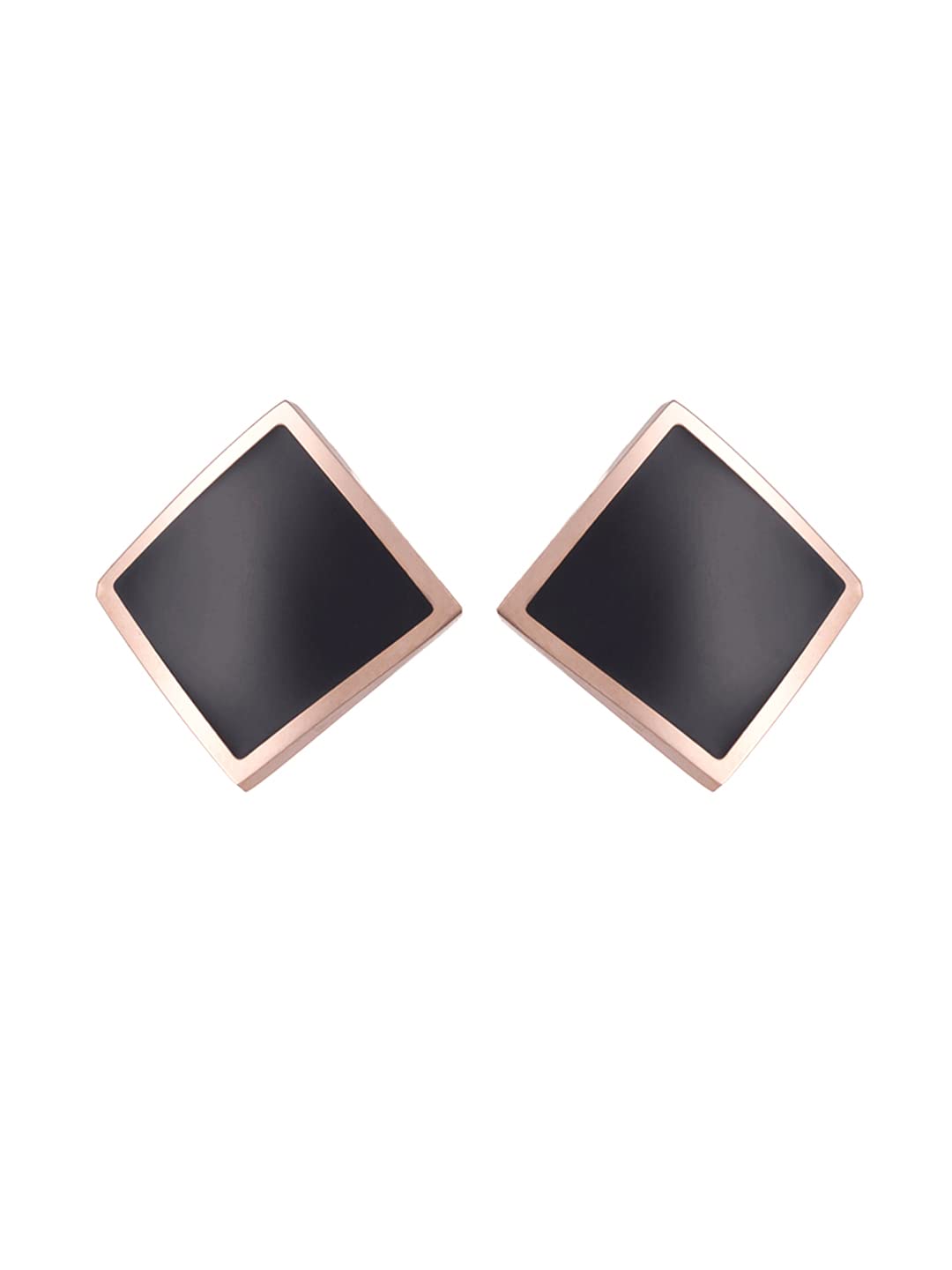 Yellow Chimes Stud Earrings for Women Western Rose Gold Plated Stainless Steel Black Square Stud Earrings For Women and Girls (B09P5C13F4) Amazon Price History, Amazon Price Tracker