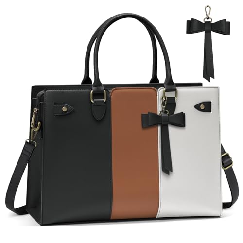 RAINSMORE Elegant Laptop Tote Bag Women 15.6 Inch PU Vegan Leathe...