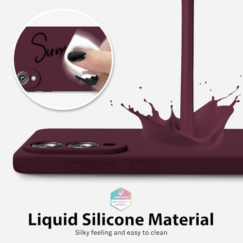 Image of DIZORO Microfiber Candy Case Compatible for Samsung S25 Edge 5g Smooth Touch Cushion Liquid Soft Silicone Gel Rubber Phone Cases Non-Slip Full Body Protective Shockproof Back Cover - Wine Red