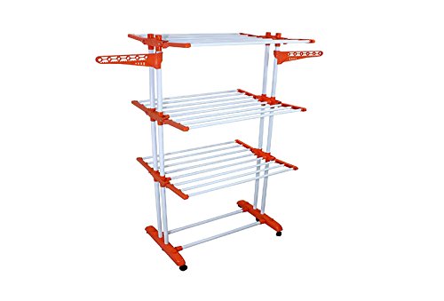 Kandera Jumbo Stainless Steel Foldable Rust Proof Cloth Drying Stand/Racks ( Beige, White , King)