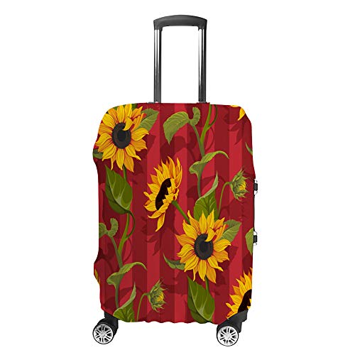 Housse de valise voyage tournesol rouge lavable pour les vacances en famille