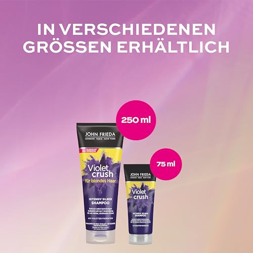 Foto von John Frieda Violet Crush Intensiv-Silber-Shampoo - Anti-Gelbstich - Auch gegen Orangetöne - Mit violetten Pigmenten, 250 ml