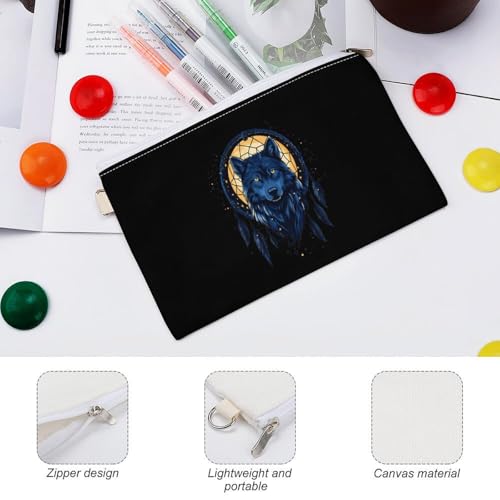 Dream-catcher Wolf Fashion Coin Purse Change Makeup Bag Canvas Pencil Pouch Travel3