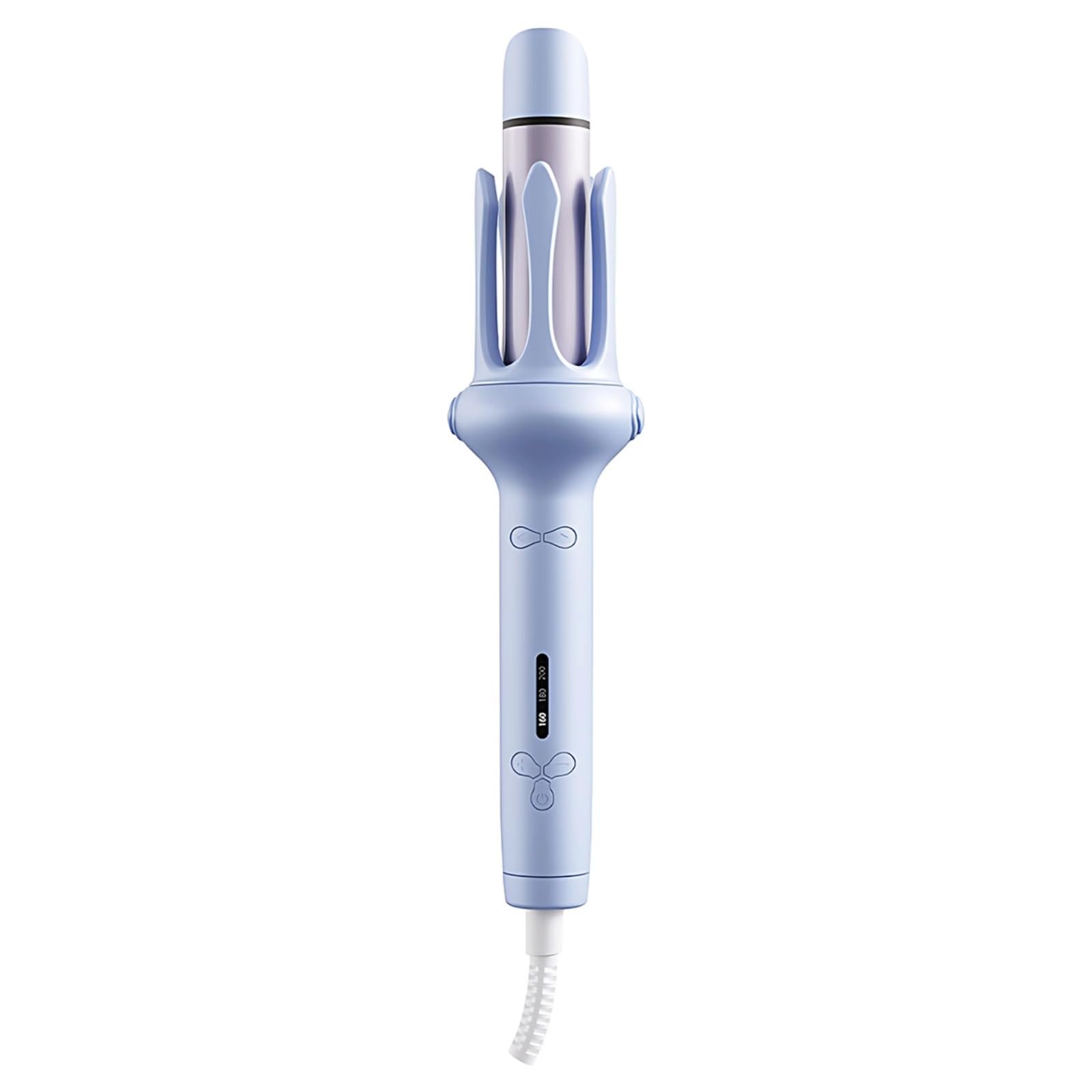 2-in-1 Automatischer Lockenstab, 1 1/4 Zoll, Signalton und taktile Oberfläche, Anti-Verheddern, 3 Temperaturstufen, 60 Min Abschaltautomatik, LCD-Display, für alle Haartypen, Himmelblau