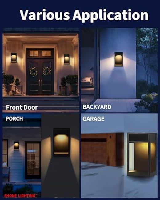 Solar Patio Wall Light, Elegant Porch Sconce LED, Tempered Glass & Stainless-Steel Lantern, Waterproof Outdoor Lamp Anti-Glare for Garage, Front Door Entry, Barn, Yard, Warm White, 2Pk