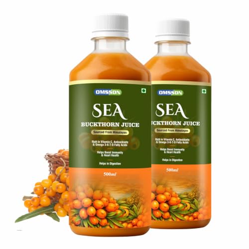 Image of Sea Buckthorn Juice, with Vitamin C, Omega 3-6-7-9 Fatty Acids & Antioxidants, Immunity & Gut Health Support, 500ml (Pack of 2)