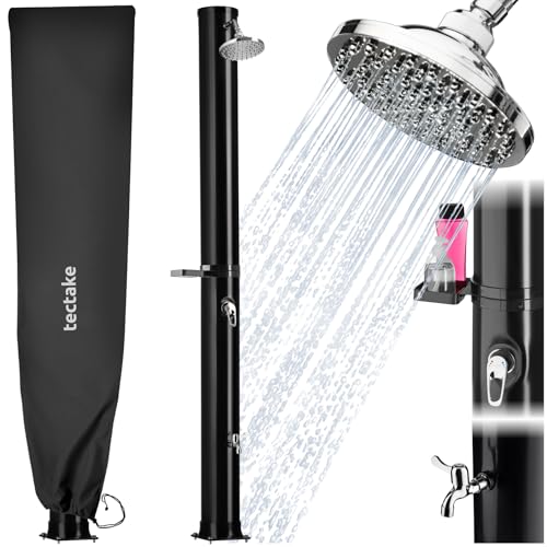 tectake® Douche Solaire multifonctionnelle Eau Chaude 40L, Pommeau de Douche Effet de Pluie, Porte-Savon et Housse de Protection, Douche Solaire exterieure...