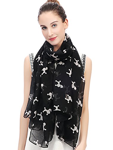 Lina & Lily Poodle Dog Print Women's Scarf Shawl Wrap Lightweight