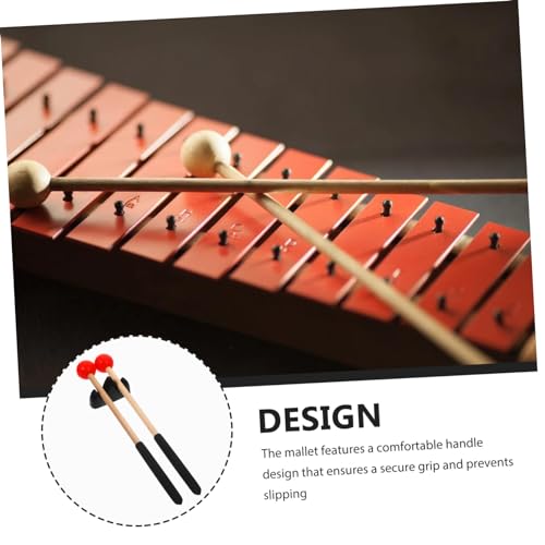 Mikinona 1 set de baquetas para tambor de lengüeta xilófono, baquetas de madera para percusión en color rojo miniatura 5