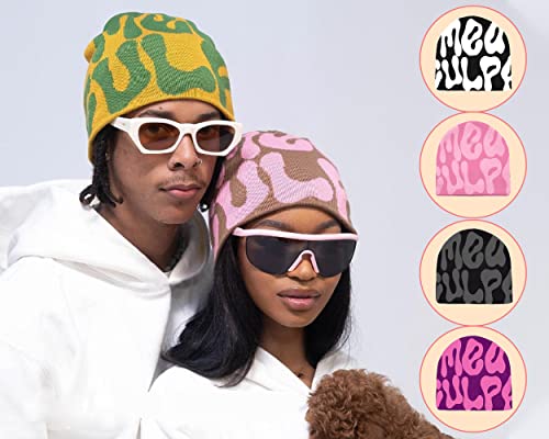 Elnuqok Women Beanie Hat Beanie Wireless Winter Knit Skull Cap Winter Hat Warm Knitted Cap Black White #TOP2