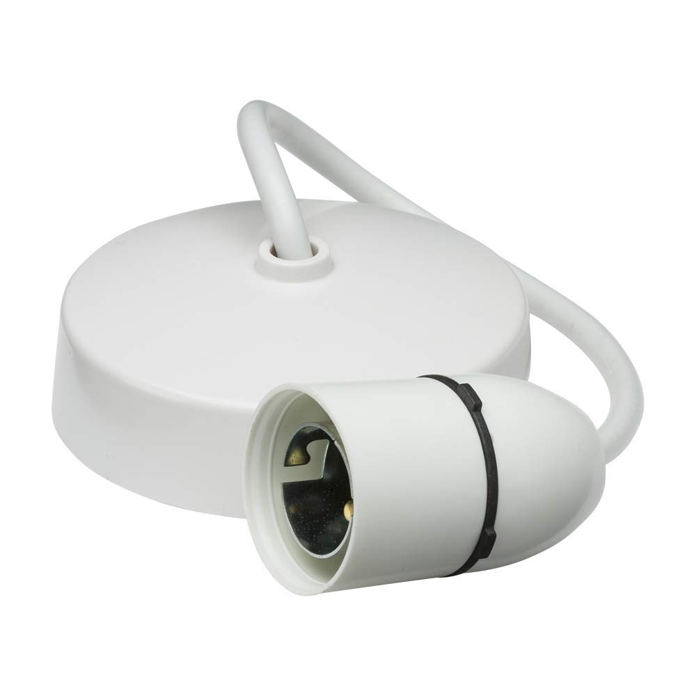 Knightsbridge White 9 Inch T2 Pendant Set For Bc Lamps In