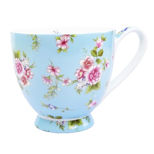 LJIMICAORO 16oz Bone China Floral Mug for Coffee & Tea