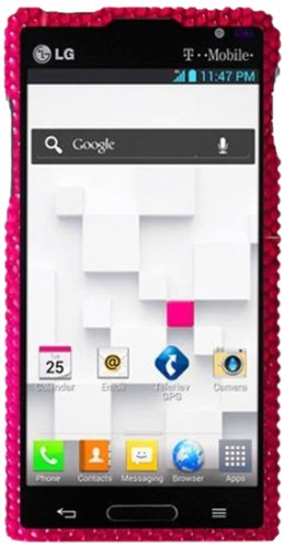 Qtech QT-1399 Unique Dazzling Diamond Bling Case for LG Optimus L9 P769 - 1 Pack - Retail Packaging - Pink Skull