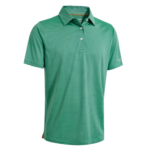 Image of Men's Golf Polo Shirts Short Sleeve Striped Performance Moisture Wicking Dry Fit Golf Shirts for Men