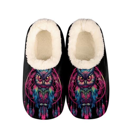 Cute Owl Slippers for Women Slipper Socks Soft Fuzzy House Slippers Shoes for Indoor Bedroom, Winter Cozy Christmas Gifts, Dream Catcher
