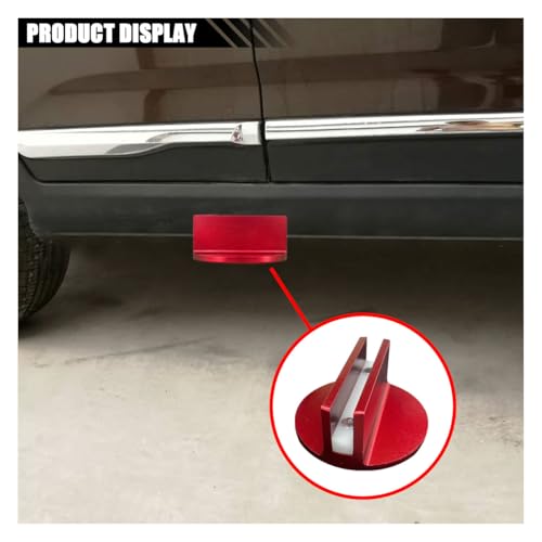 Image of 2PCS Universal Magnetic Jack Pad, 0.37 inch Slotted Aluminum Grooved Pad | Jack Puck Pinch, Pinch Weld Frame Rail Adapter with Large Slotted for Most Cars SUVs Trucks, Red