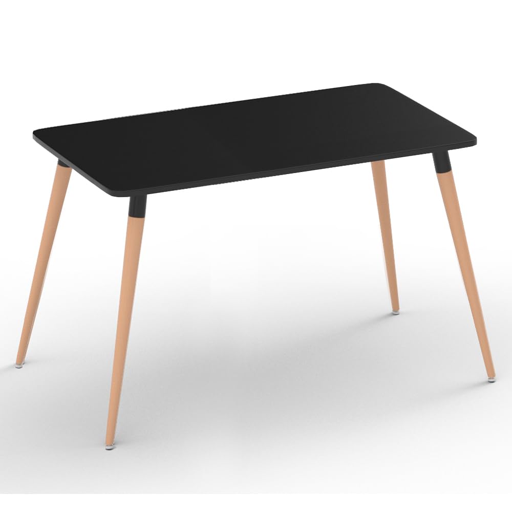 Mahmayi Cenare Eames Style Side Table With Natural Wood Legs Dining Table Lounge Table Black (140X80)