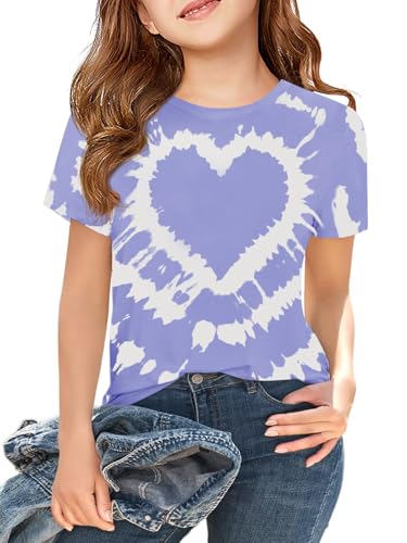 Image of Girls Short Sleeve T Shirts Kids Summer Tops Crewneck Tees 5-14 Years